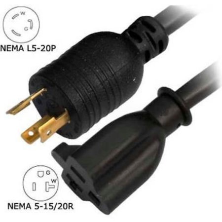 CONNTEK Conntek 8FL520520, 8-Ft 20-Amp Locking Extension Cord with NEMA L5-20P to NEMA 5-15/20R 8FL520520